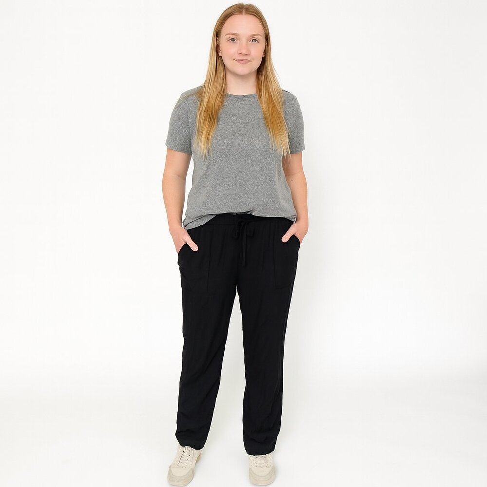 2/$30 Lucky Brand Pullon Lounge Pants Elastic Waist Pockets Black Medium #A1466